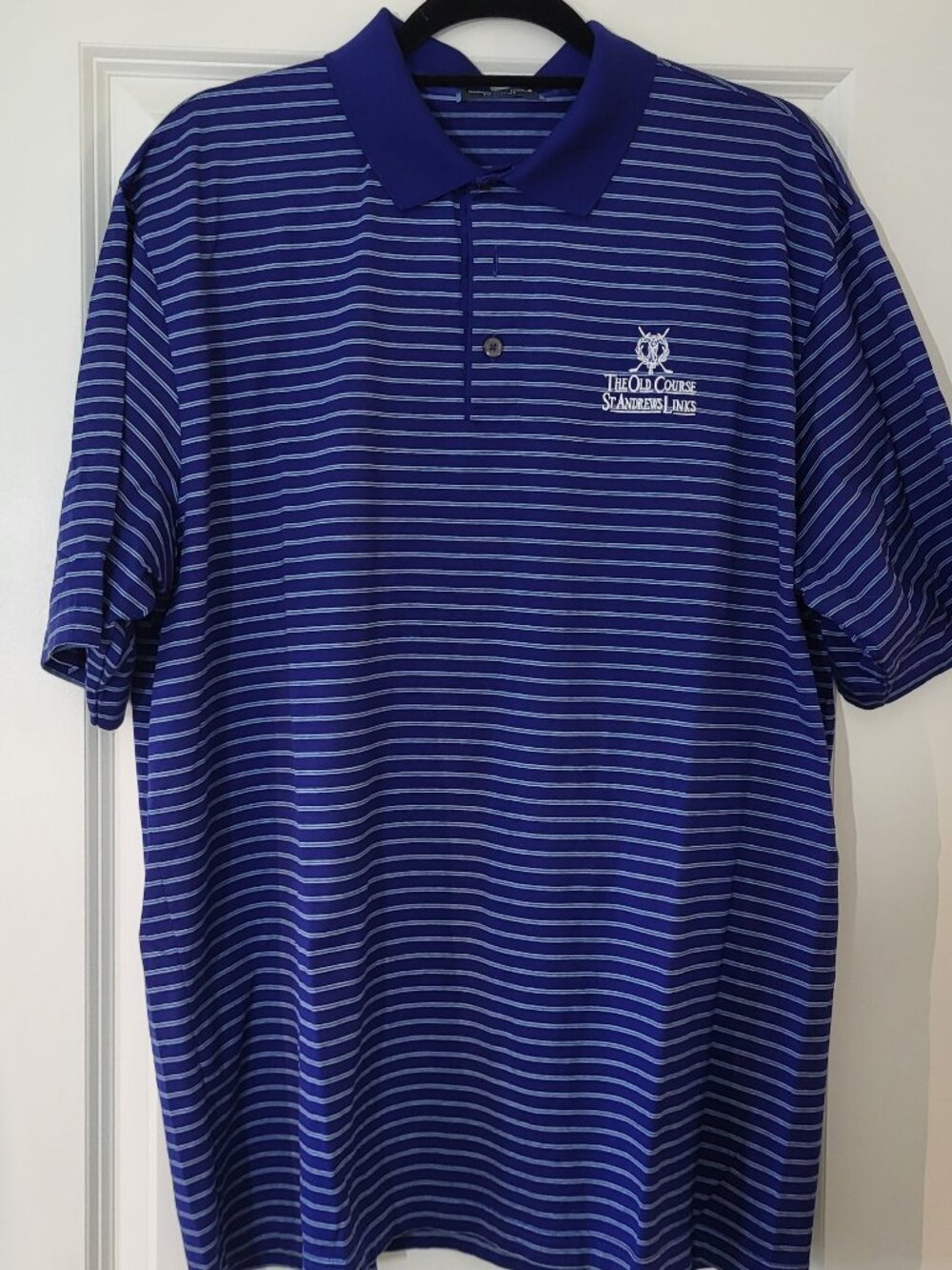 Mens XL Blue Golf Polo The Old Course St Andrews Links Road Hole Collection
